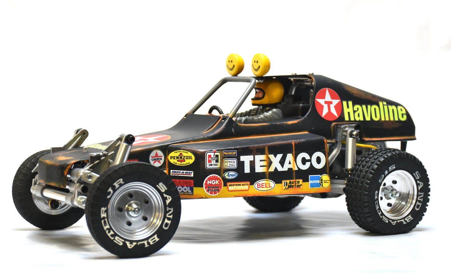 Tamiya BUGGY CHAMP 1/10 Custom Painted Body (TEXACO) – Finished with Driver Figure