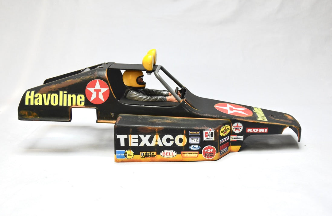 Tamiya BUGGY CHAMP 1/10 Custom Painted Body (TEXACO) – Finished with Driver Figure