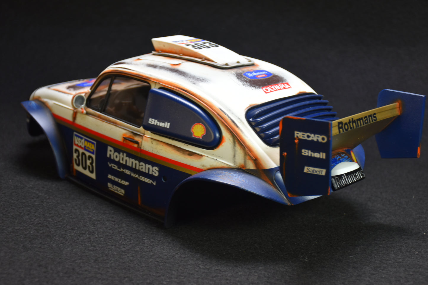 Tamiya BLITZER BEETLE 1/10 Custom Painted Body – Finished with Driver Figure (DAKAR ROTHMANS)