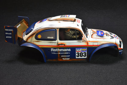 Tamiya BLITZER BEETLE 1/10 Custom Painted Body – Finished with Driver Figure (DAKAR ROTHMANS)