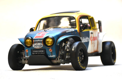 Carrosserie personnalisée peinte Tamiya Sand Scorcher 1/10 – Finition avec figurine de pilote (BUGANON)
