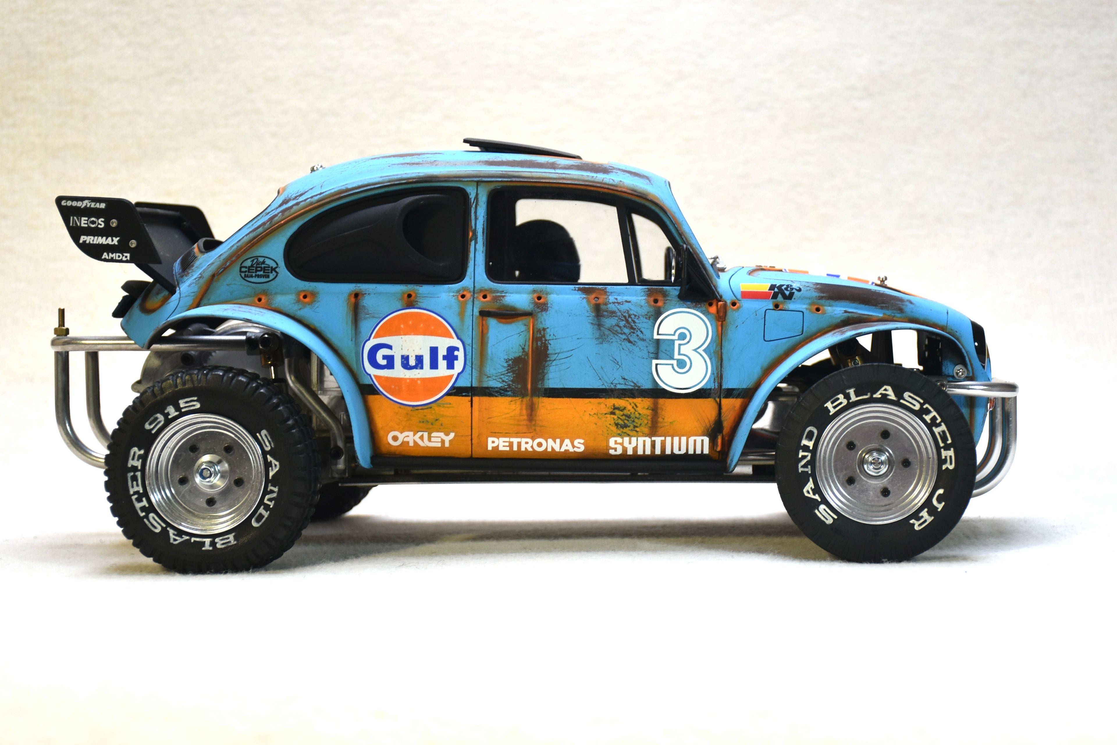 Tamiya Sand Scorcher 1/10 Custom Painted Body – Finished with Driver Figure (BUGULF) - BOLIM RC CUSTOMS