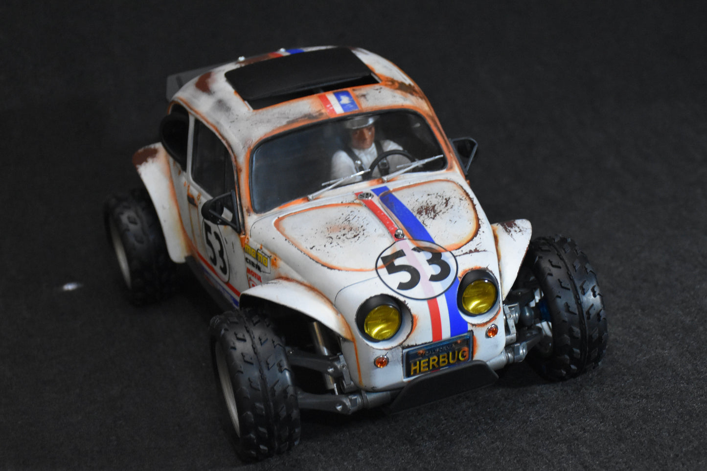 Tamiya Sand Scorcher 1/10 Custom Painted Body – Finished with Driver Figure (HERBUG) - (Minor Sticker Imperfection)