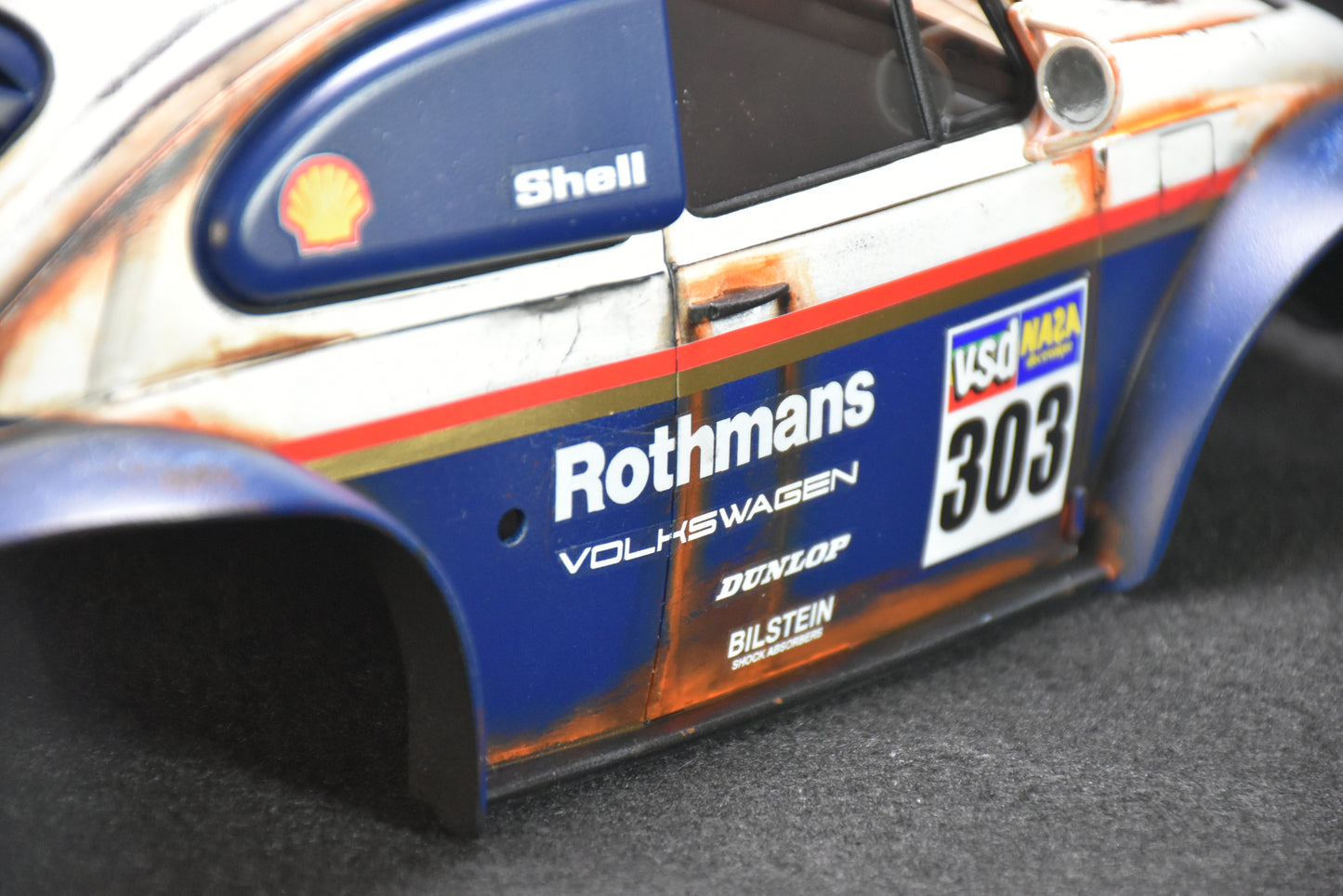 Tamiya BLITZER BEETLE 1/10 Custom Painted Body – Finished with Driver Figure (DAKAR ROTHMANS)
