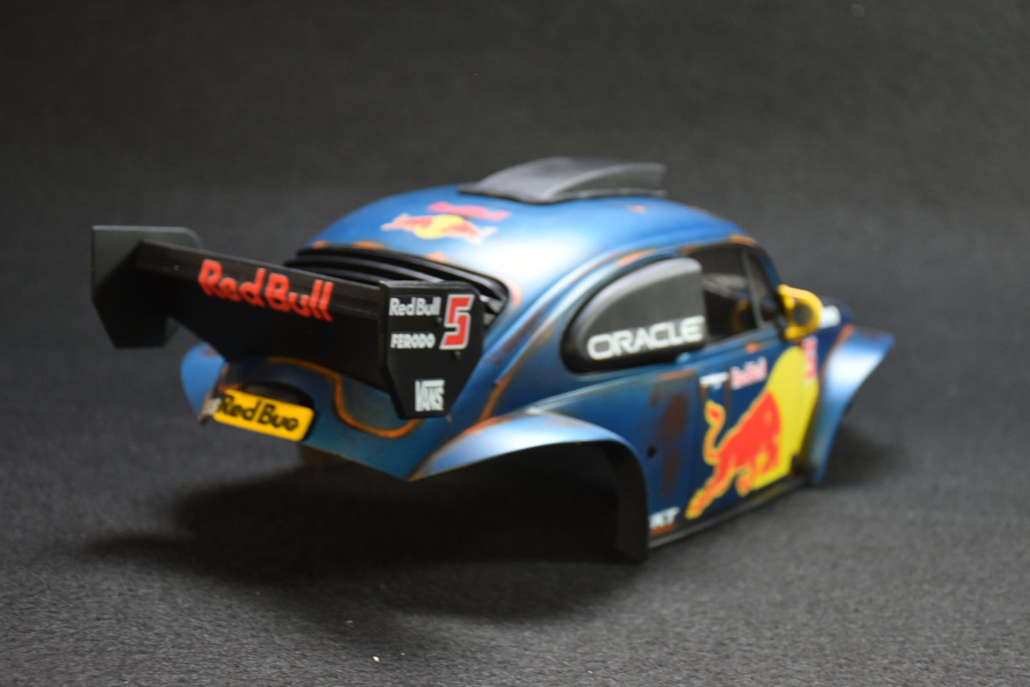 Tamiya BLITZER BEETLE 1/10 Custom Painted Body – Finished with Driver Figure (RED BULL LIVERY)