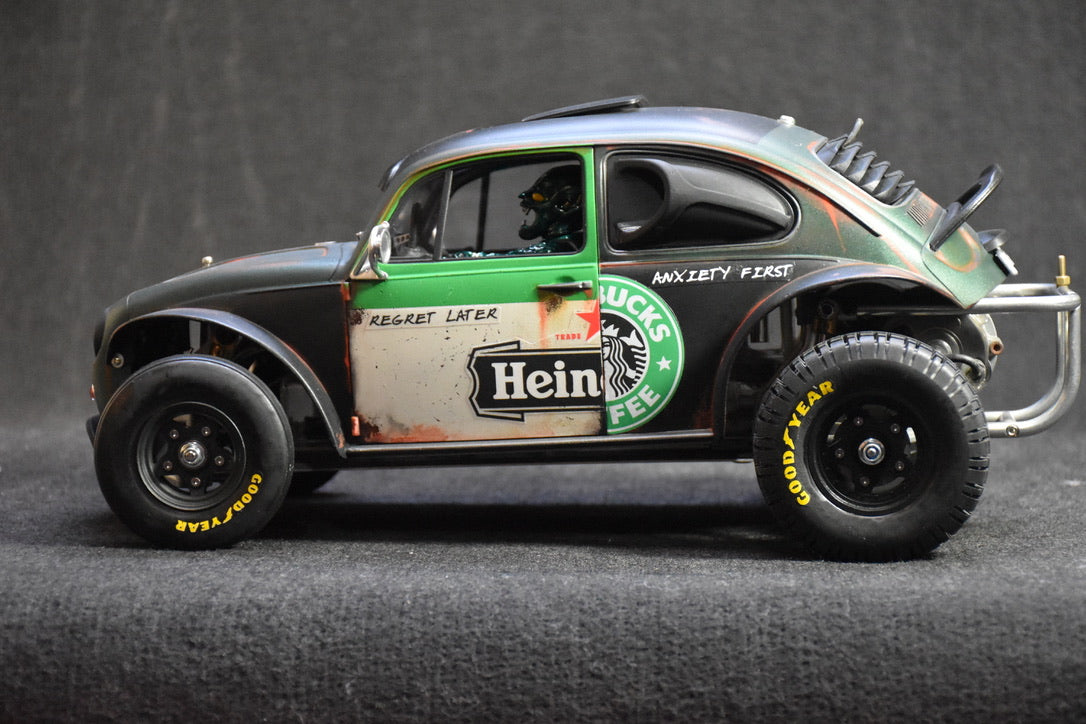 Tamiya Sand Scorcher 1/10 Custom Painted Body – Finished with Driver Figure (BUGOBLIN)