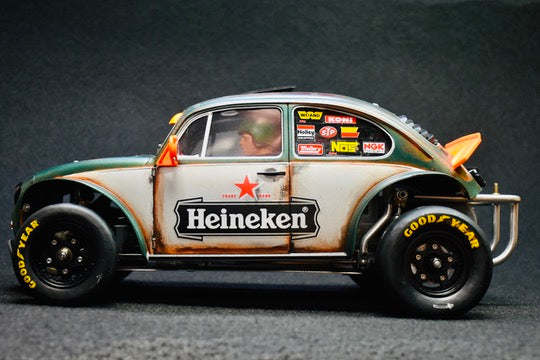 Tamiya Sand Scorcher 1/10 Custom Painted Body – Finished with Driver Figure (HEINEWAGEN)