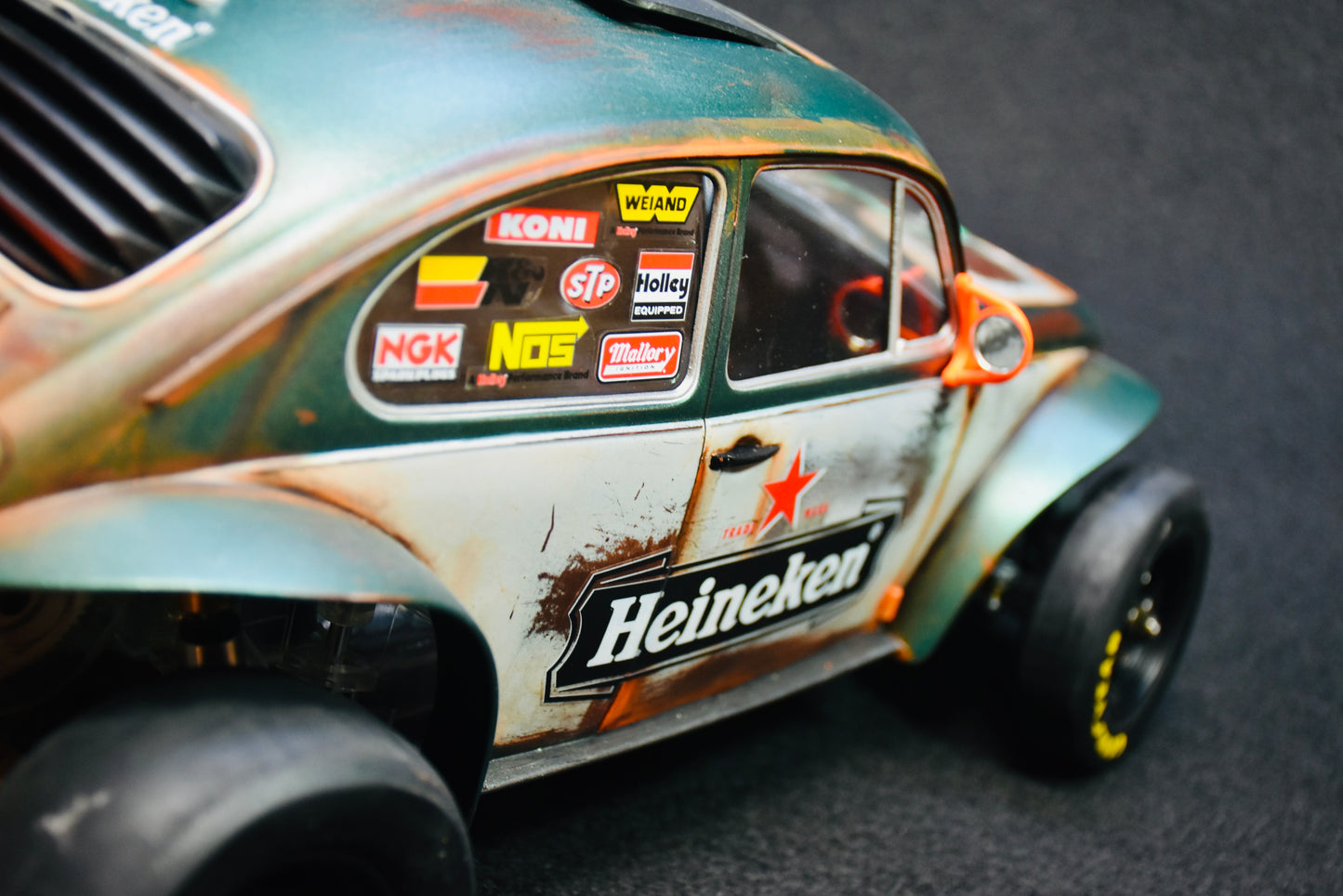 Tamiya Sand Scorcher 1/10 Custom Painted Body – Finished with Driver Figure (HEINEWAGEN)