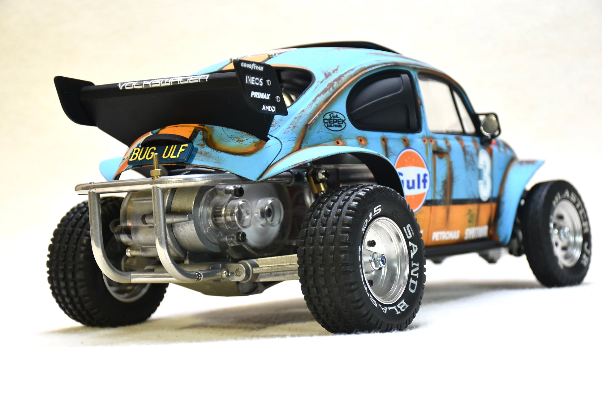 Tamiya Sand Scorcher 1/10 Custom Painted Body – Finished with Driver Figure (BUGULF) - BOLIM RC CUSTOMS