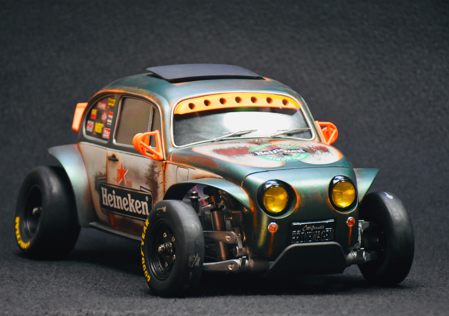 Tamiya Sand Scorcher 1/10 Custom Painted Body – Finished with Driver Figure (HEINEWAGEN)