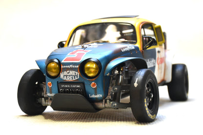 Carrosserie personnalisée peinte Tamiya Sand Scorcher 1/10 – Finition avec figurine de pilote (BUGANON)