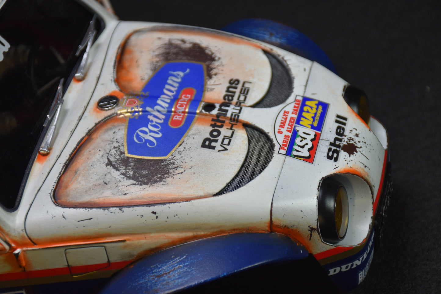 Tamiya BLITZER BEETLE 1/10 Custom Painted Body – Finished with Driver Figure (DAKAR ROTHMANS)