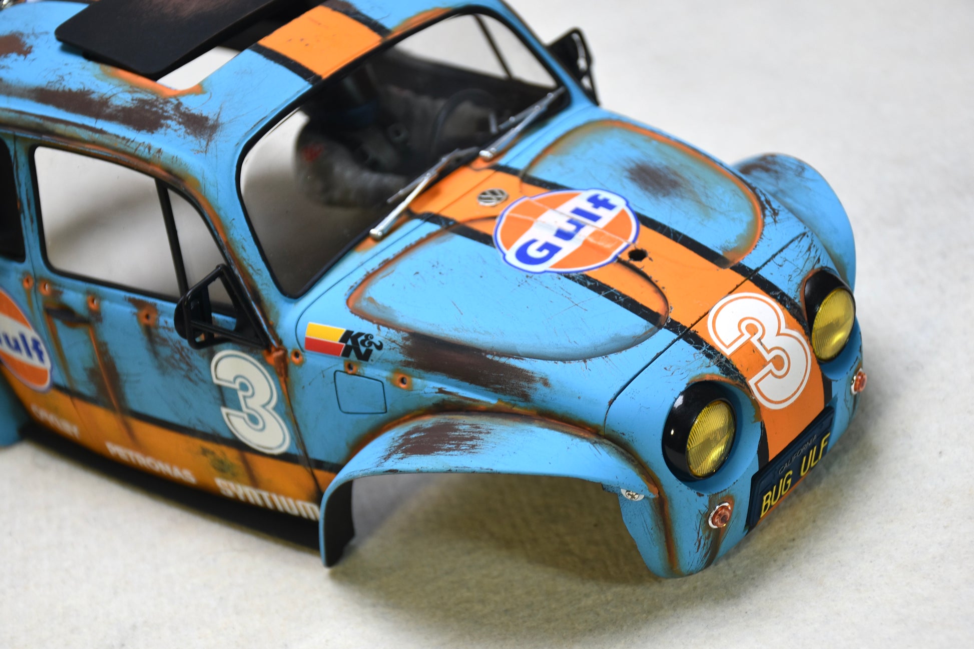 Tamiya Sand Scorcher 1/10 Custom Painted Body – Finished with Driver Figure (BUGULF) - BOLIM RC CUSTOMS