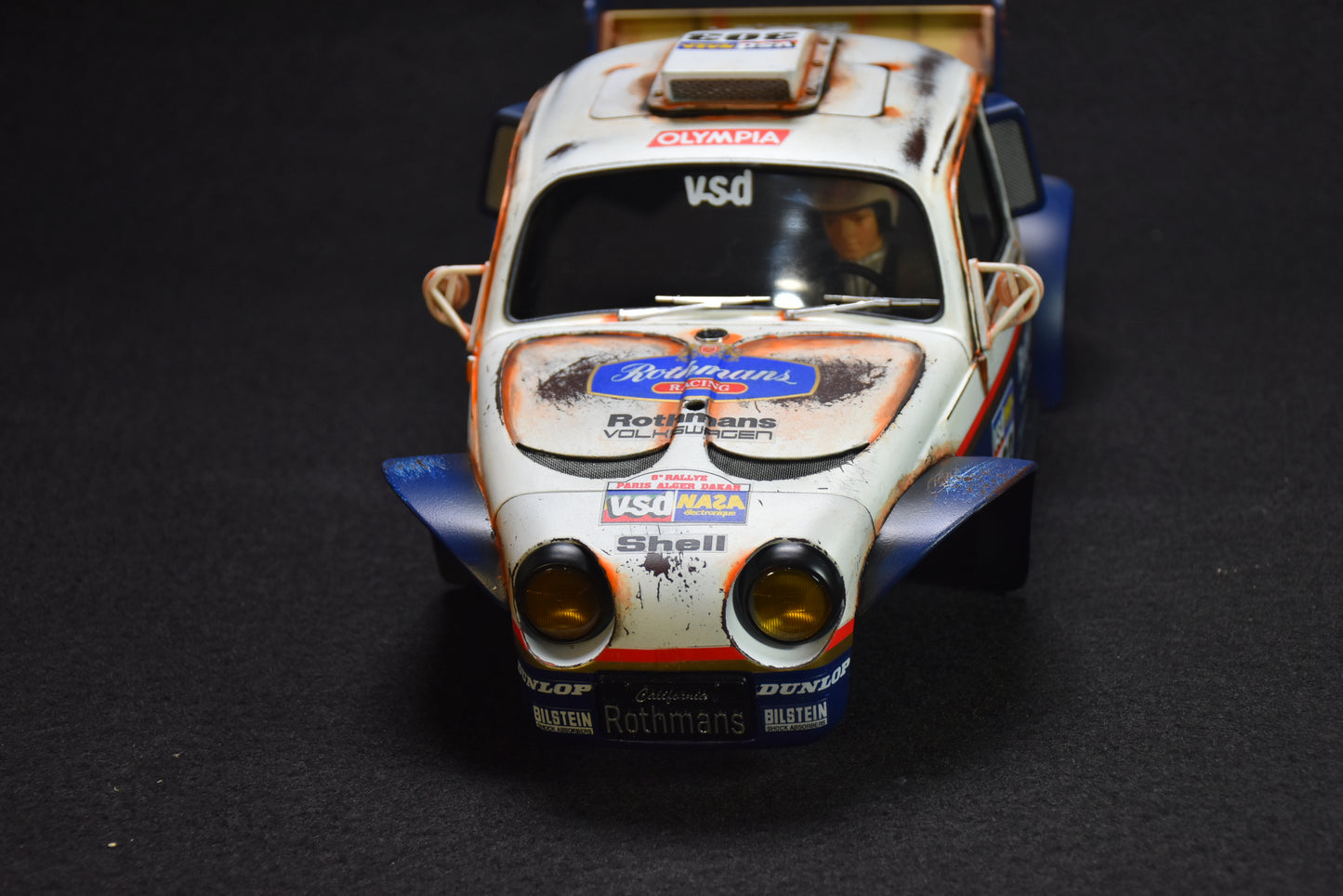 Tamiya BLITZER BEETLE 1/10 Custom Painted Body – Finished with Driver Figure (DAKAR ROTHMANS)