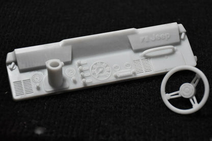 Tamiya 1/10 Jeep Wrangler YJ to CJ7 Conversion – Dashboard with Steering Wheel – Custom Resin Part (by Bolim RC Customs)