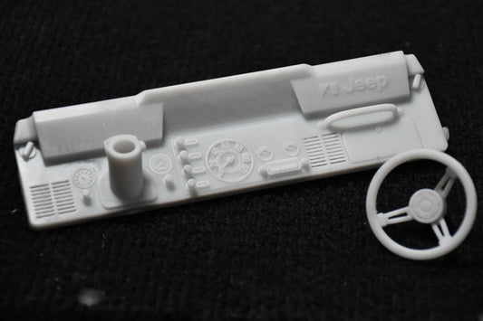 Tamiya 1/10 Jeep Wrangler YJ to CJ7 Conversion – Dashboard with Steering Wheel – Custom Resin Part (by Bolim RC Customs)