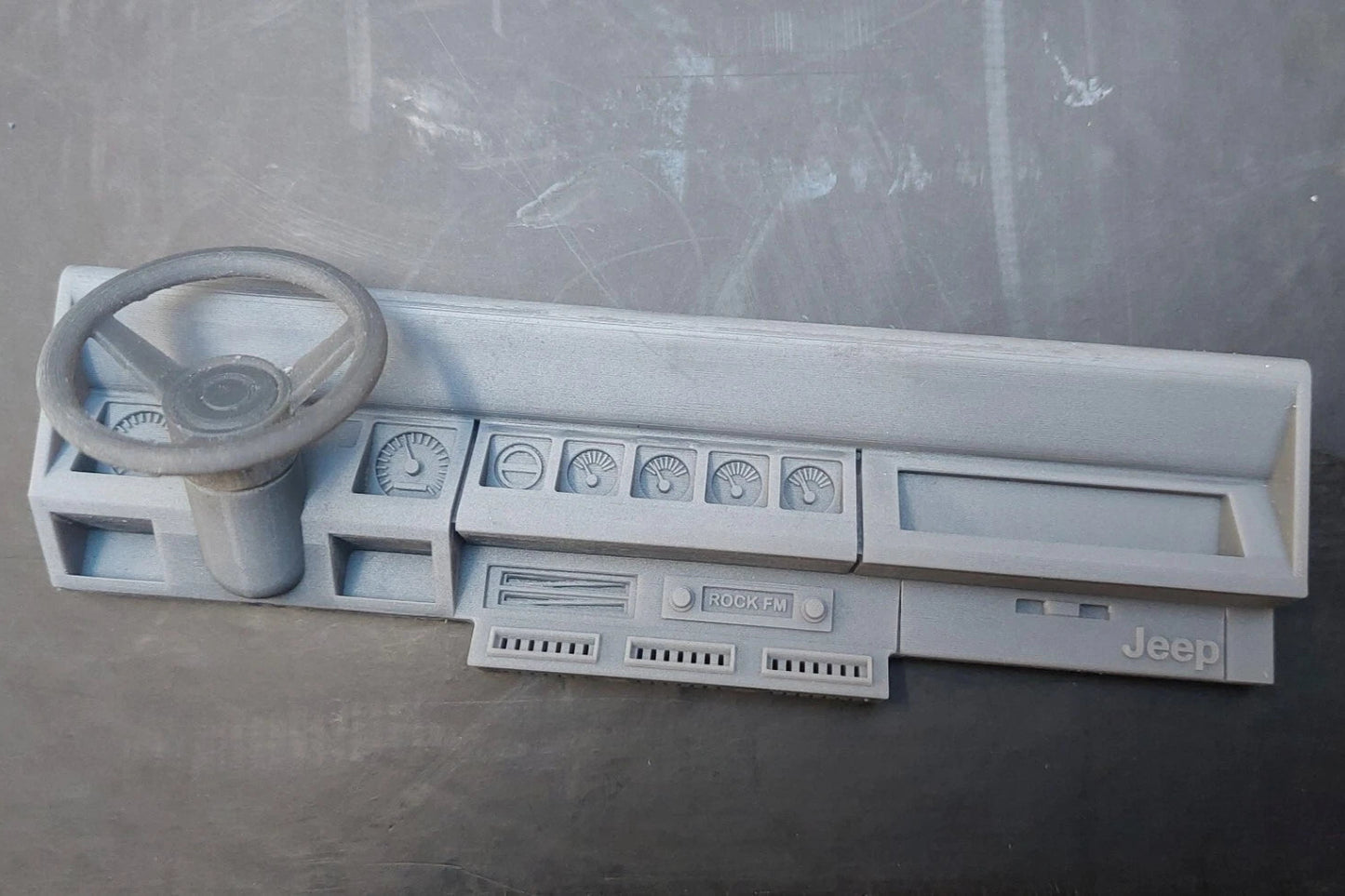 Tamiya WRANGLER 1/10 Dashboard with Steering Wheel – Custom Resin Part (by Bolim RC Customs)