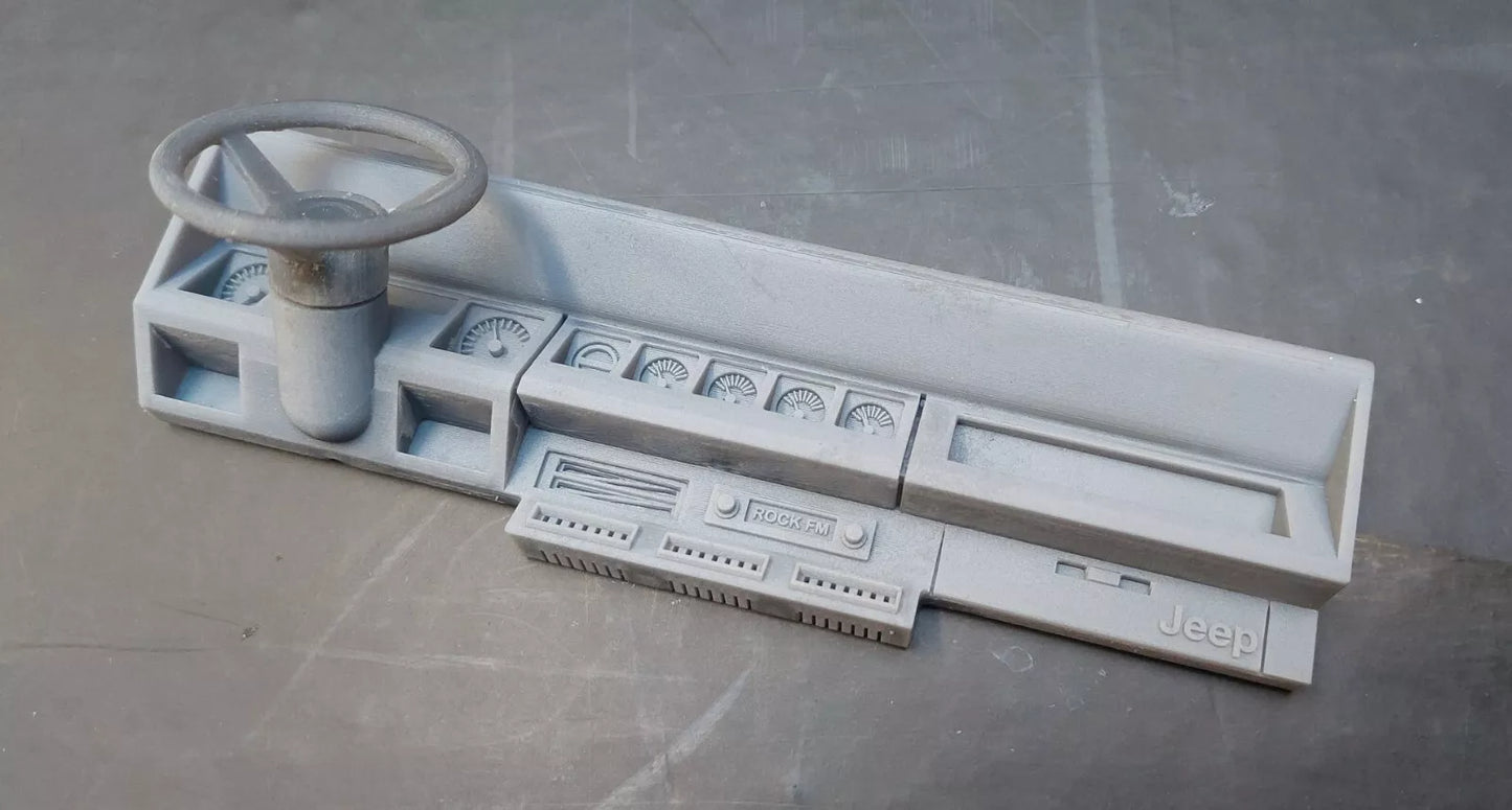 Tamiya WRANGLER 1/10 Dashboard with Steering Wheel – Custom Resin Part (by Bolim RC Customs)